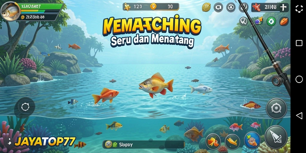 Tampilan gameplay menarik dari JAYATOP77 dengan aksi memancing seru.