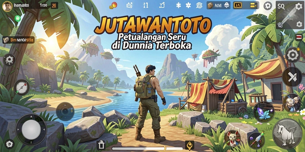 Screenshot gameplay JUTAWANTOTO yang menunjukkan petualangan di dunia terbuka.