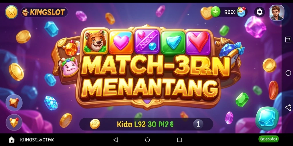 Screenshot gameplay KINGSLOT dengan elemen Match-3 yang mengasyikkan.