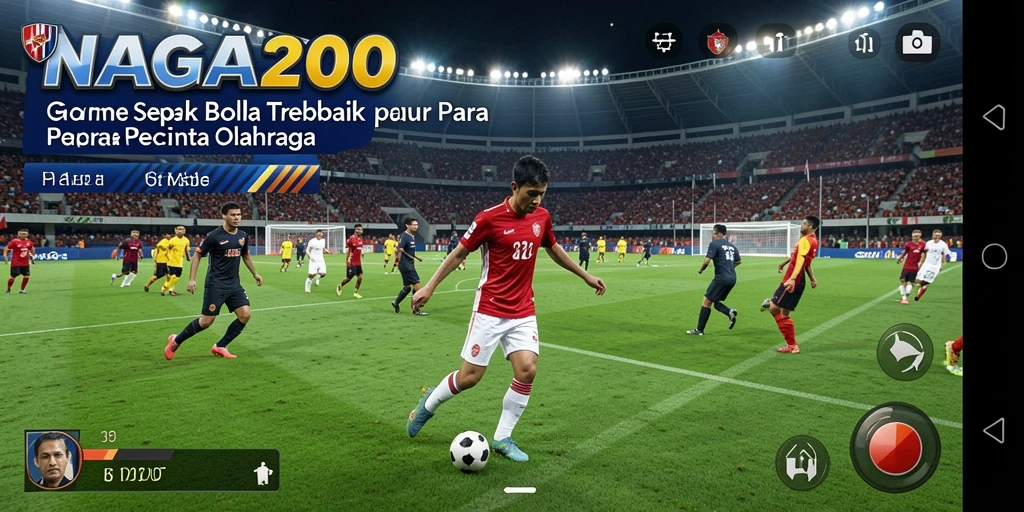 Tangkapan layar gameplay NAGA2000 dengan aksi sepak bola yang seru.