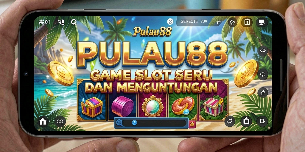 Tampilan utama gameplay PULAU88 dengan simbol dan gulungan yang menarik.