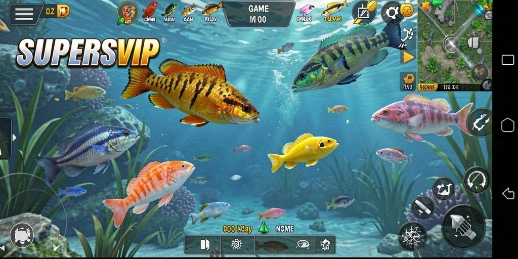 Tampilan gameplay seru dalam game Tembak Ikan SUPERSVIP.